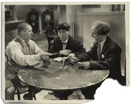 10" x 8" Glossy Photo From the 1934 Three Stooges Film "Woman Haters" -- Missing Piece at Lower Right, Else Good Condition